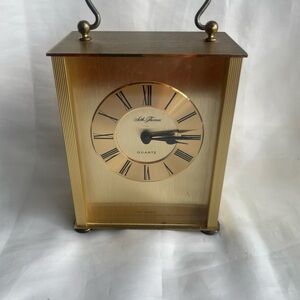 Vintage Seth Thomas Brass Mantle Clock West Germany 5x4” Working